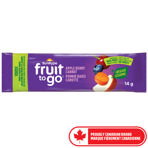 SunRype Fruit To Go 100% Fruit Snack Apple Berry Carrot 14 g