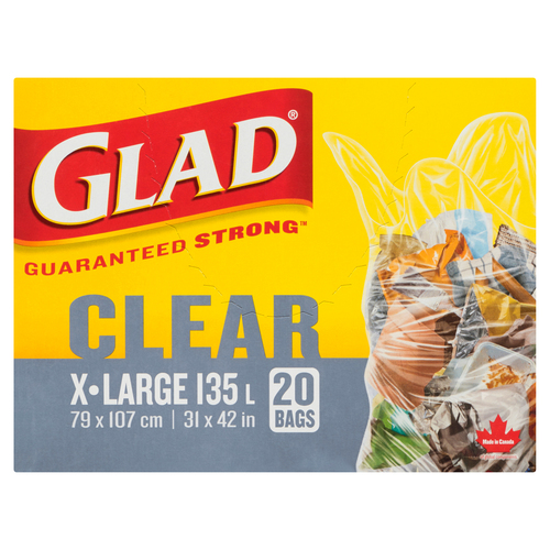 Glad Garbage Bags Extra Strong Clear Large 35 L 20 Bags