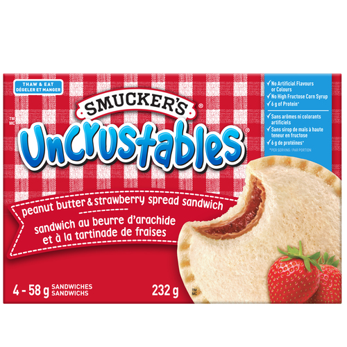Smucker's Uncrustables Sandwich Peanut Butter And Strawberry Spread