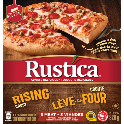 Rustica Frozen Rising Crust 3 Meat Pizza