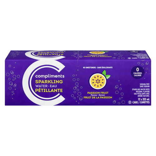 Compliments Sparkling Water Passion Fruit
