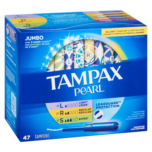 Buy Tampax Pearl Tampons Leak Guard Protection Jumbo 47 Tampons