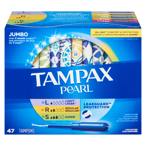 Tampax Pearl Tampons Leak Guard Protection Jumbo