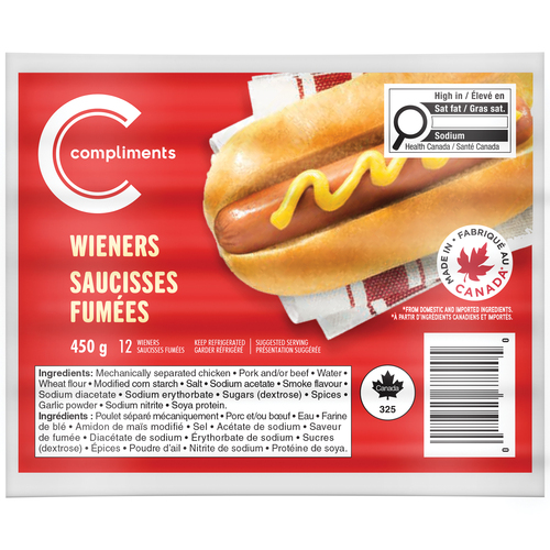 Compliments Wieners 12 Pack