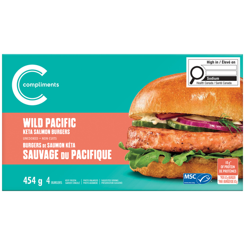 Compliments Frozen Burgers Wild Pacific Salmon