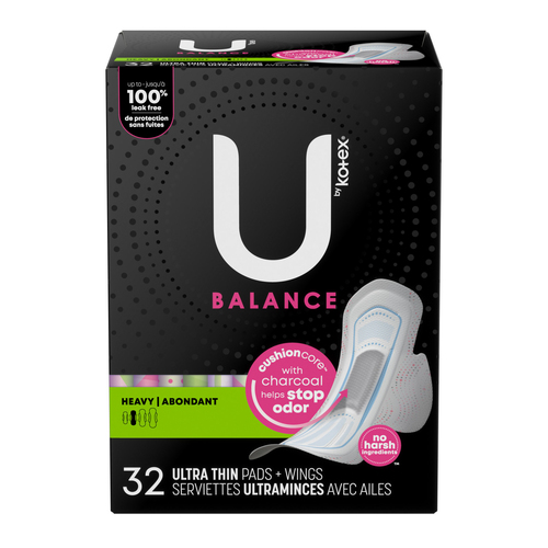U by Kotex Balance Ultra Thin Pads Heavy With Wings