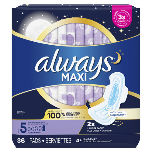 Always Feminine Hygiene Super Pads Wing Overnight