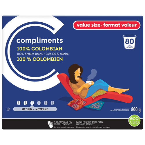 Compliments 100% Colombian Medium Roast Coffee Pods