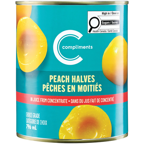 Compliments Canned Peach Halves In Juice From Concentrate