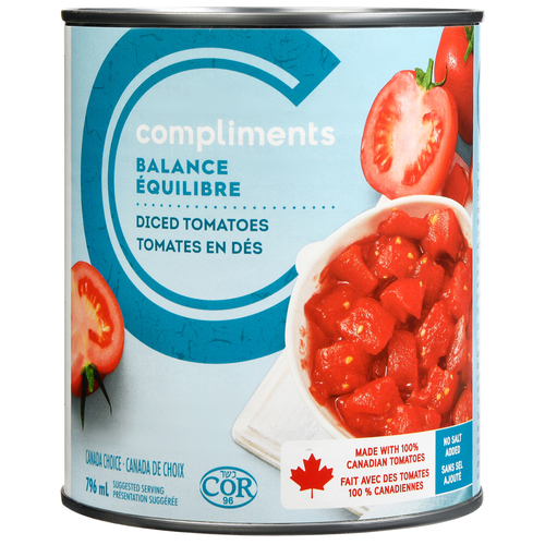 Compliments No Salt Added Diced Tomatoes