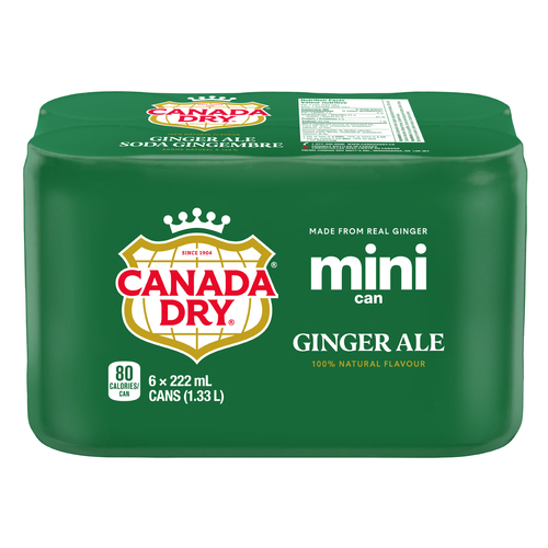 Canada Dry Mini Soft Drink Ginger Ale 6 x 222 ml (cans)