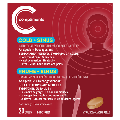 Compliments IBU/Pseudo Cold And Sinus 20 Count