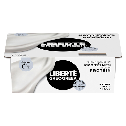 Liberté No Sugar Added 0% Greek Yogurt Plain High Protein