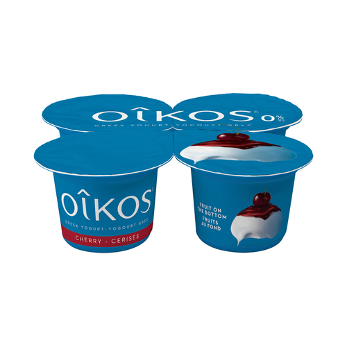 Buy Oikos Fat-Free 0% Greek Yogurt Fruit On The Bottom Cherry Flavour 4 ...