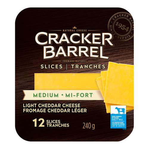 Buy Cracker Barrel Cheese Slices Light Medium Cheddar 240 g | Sobeys Inc.