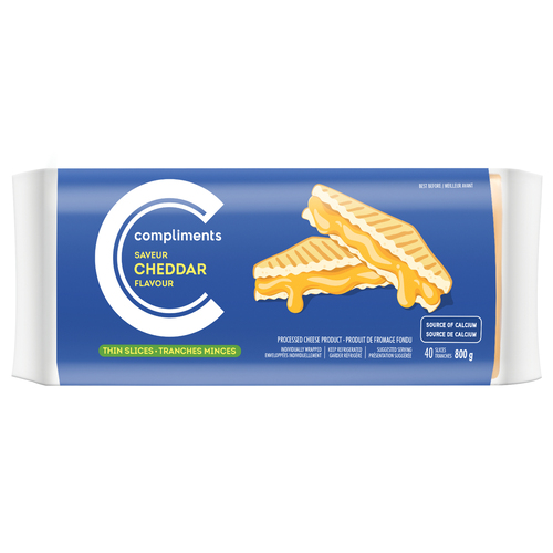 Compliments Thin Sliced Cheese Cheddar 40 Slices