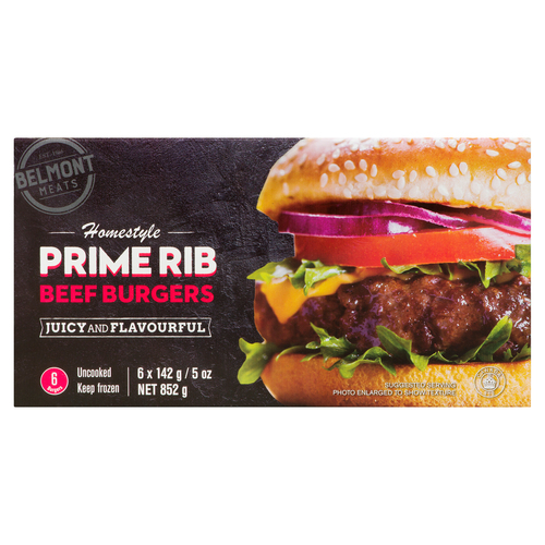 Belmont Prime Rib Beef Burgers Homestyle