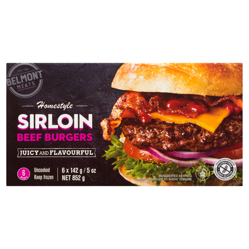 Belmont Gluten-Free Frozen Beef Burgers Home Style Sirloin