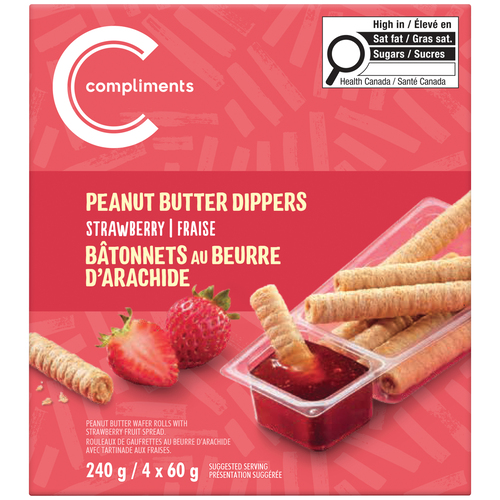 Compliments Snack Peanut Butter Wafer Rolls with Dipper Strawberry