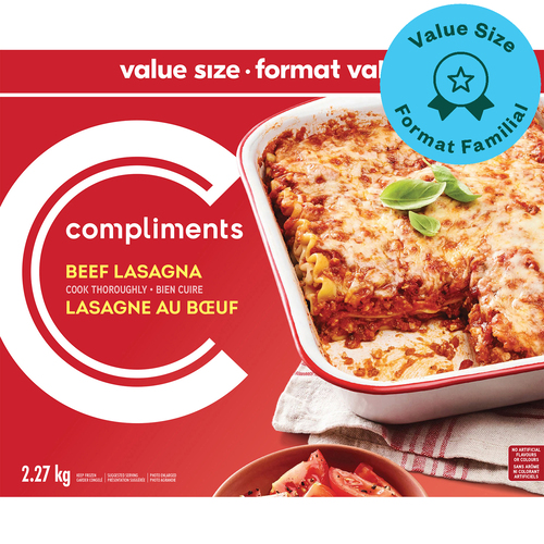 Compliments Frozen Beef Lasagna Value Size