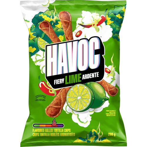 Havoc Rolled Tortilla Chips Fiery Lime Flavoured