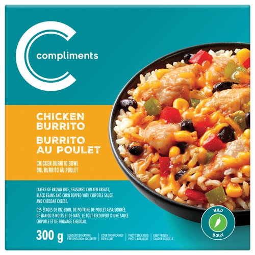 Compliments Frozen Dinner Bowl Chicken Burrito