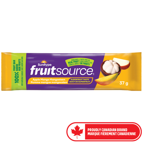 SunRype Fruitsource 100% Fruit Bar Apple Mango Mangosteen 37 g