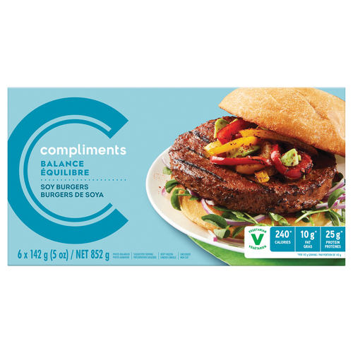Compliments Balance Plant-Based Frozen Soy Burgers