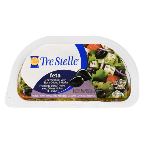 Tre Stelle Feta Cheese in Oil with Black Olives