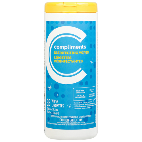Compliments Disinfecting Wipes Lemon Scent