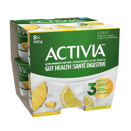 Activia 2.2% Probiotic Yogurt Lemon Pineapple 8 x 100 g