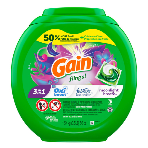 Gain Flings Laundry Detergent Pacs with Odor Defense