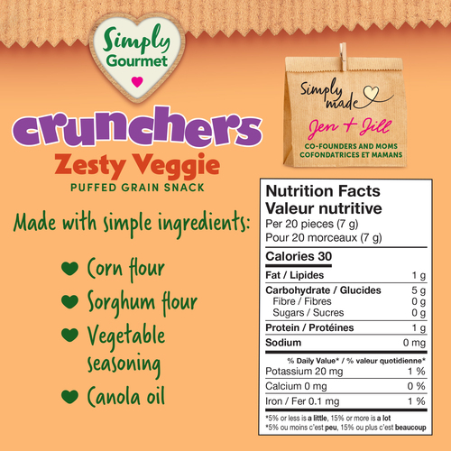 Buy Simply Gourmet Crunchers Baby Snack Zesty Veggie 32 g | Foodland