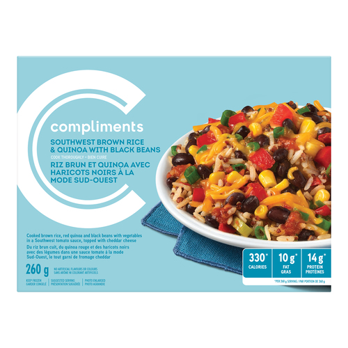 Compliments Frozen Entree Southwest Rice Beans Quinoa