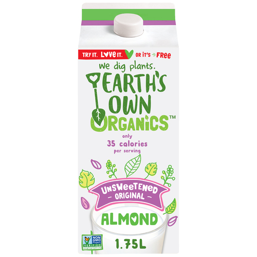 Earth's Own Organic Dairy-Free Beverage Almond Milk Unsweetened Original