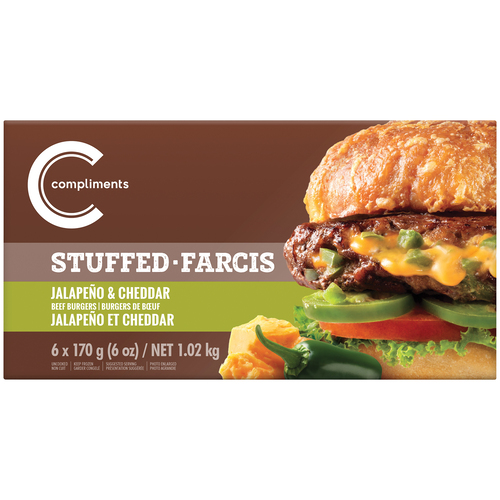Buy Compliments Frozen Beef Burgers Jalapeno Cheddar Stuffed 6