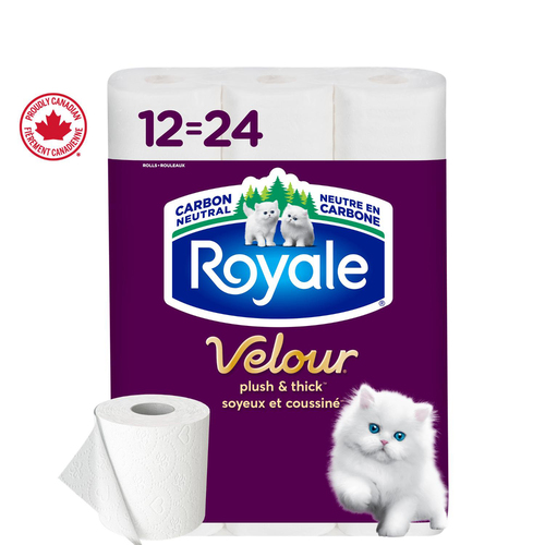 Royale Velour Toilet Paper 2-Ply 12 Rolls x 142 Sheets 