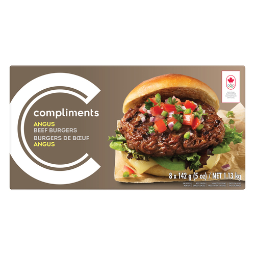 Buy Compliments Frozen Burgers Angus Beef 8 Patties 1.13 kg
