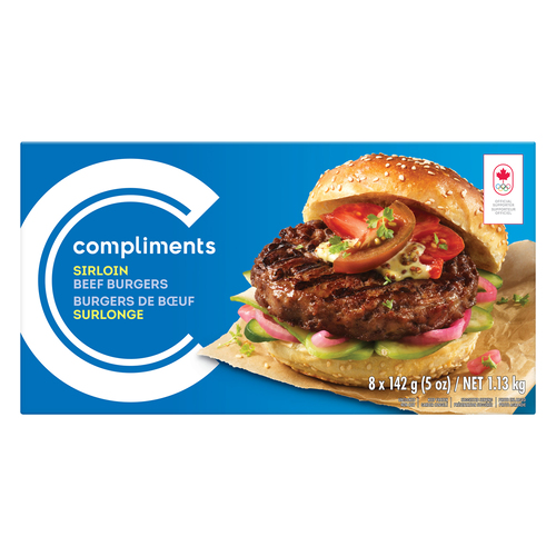 Buy Compliments Frozen Beef Burgers Sirloin 8 Patties 1.13 kg