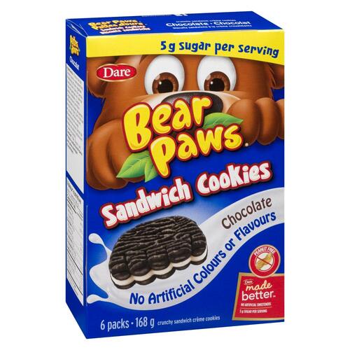 Buy Dare Bear Paws Peanut-Free Sandwich Cookies Chocolate 168 g | IGA
