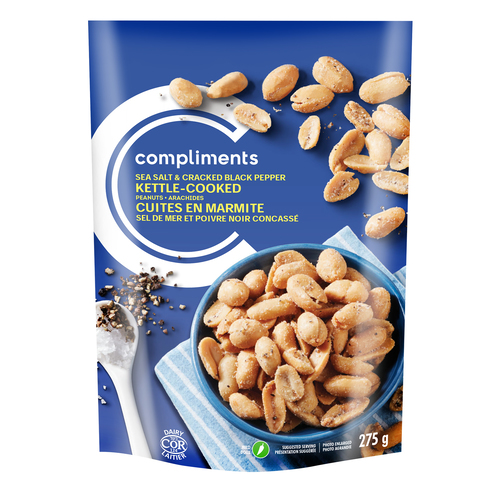 Compliments Peanuts Kettle Cooked Sea Salt & Black Pepper