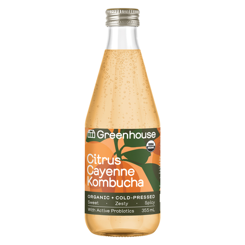 Greenhouse Organic Kombucha Beverage Citrus Cayenne
