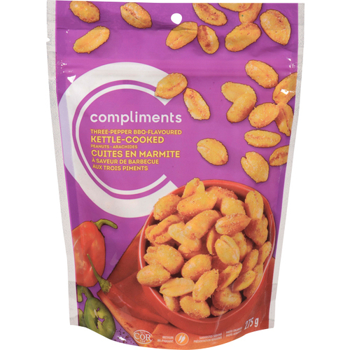 Compliments Kettle Cooked Three Pepper Barbeque Peanuts