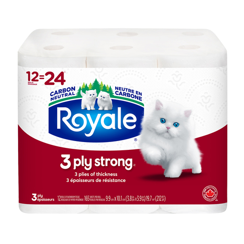 Royale Toilet Paper Strong 3-Ply 12 Rolls x 165 Sheets