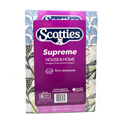 Scotties Supreme Facial Tissue 3-Ply 6 Boxes x 81 Sheets 