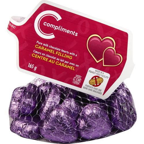 Compliments Chocolate Hearts Caramel Filled