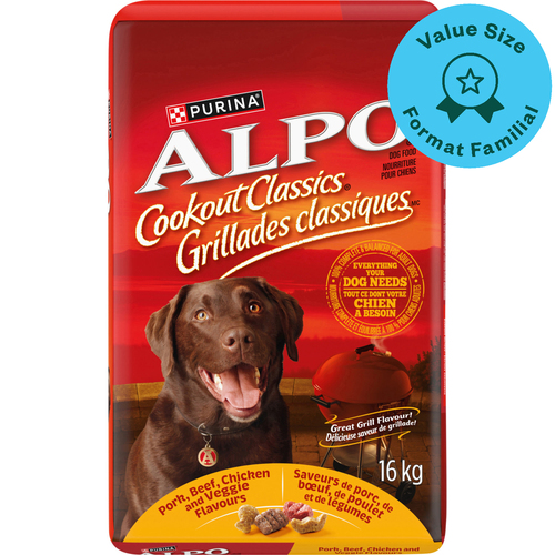 Alpo Dry Dog Food Cookout Classics Pork Beef Chicken & Veggie 16 kg