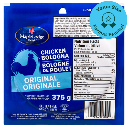 Maple Lodge Farms Gluten-Free Chicken Bologna