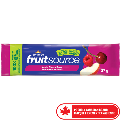 SunRype Fruitsource 100% Fruit Bar Apple Cherry Berry 37 g
