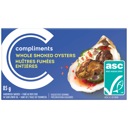 Compliments Whole Smoked Oysters In Sunflower Oil